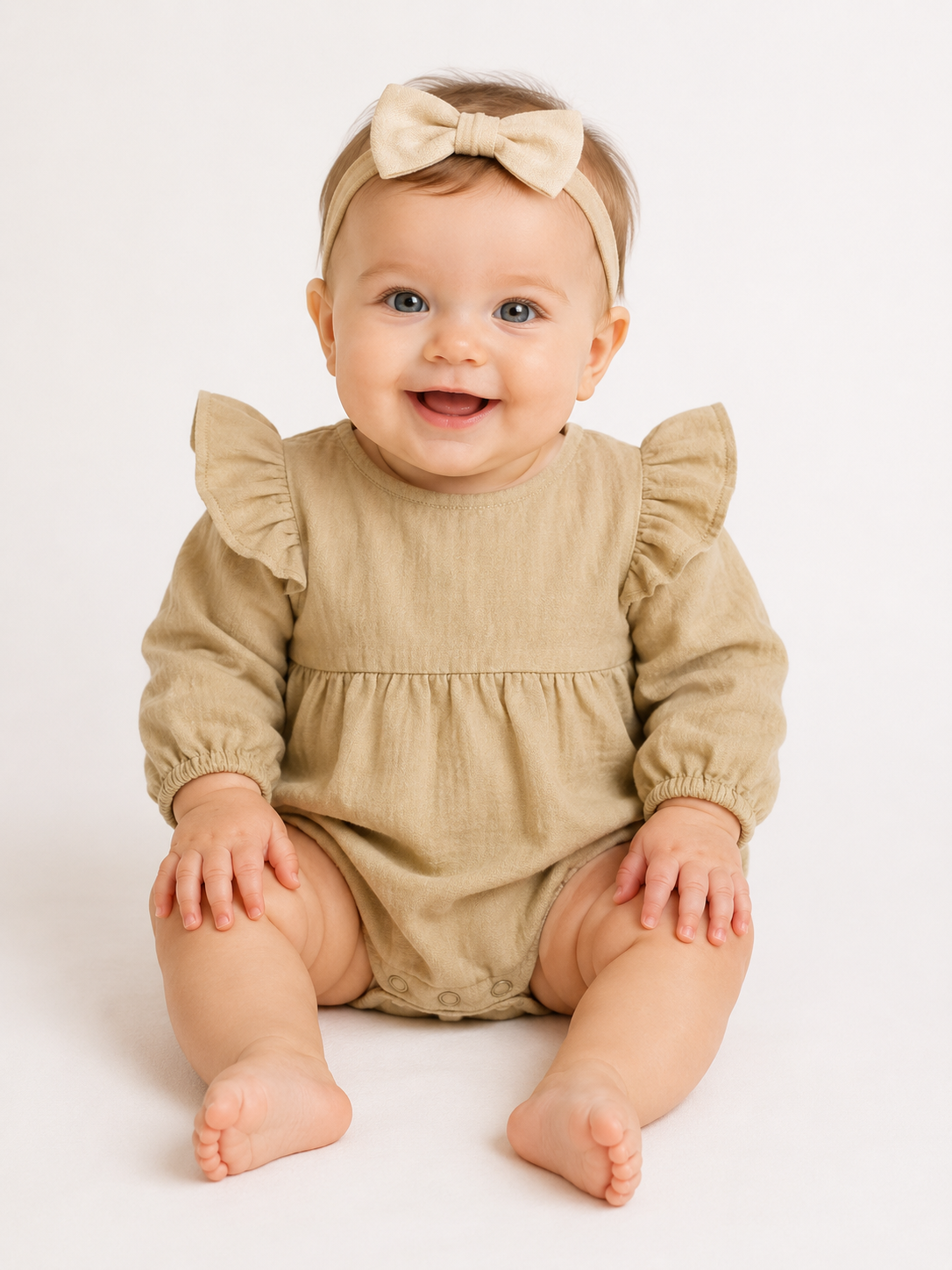 Infant Tan Longsleeve One-Piece
