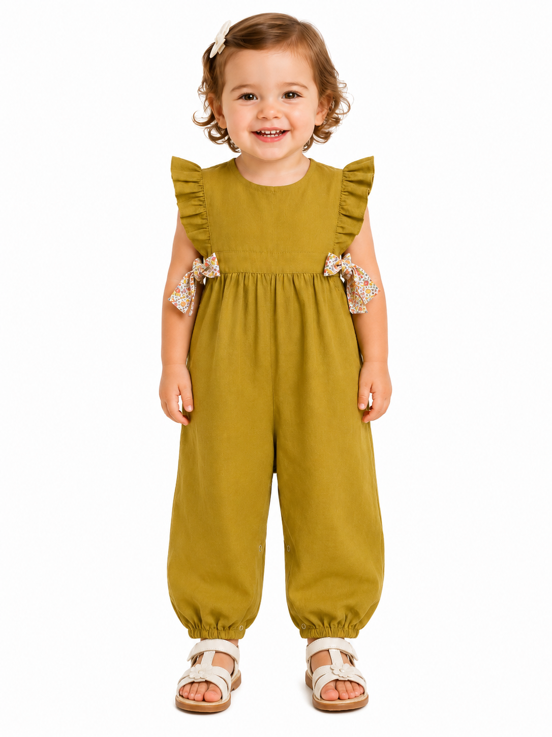 Girl's Jumpsuit with Bow Detail