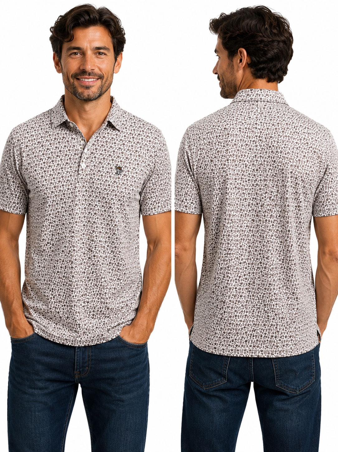 Green Seashells Pattern Men's Polo