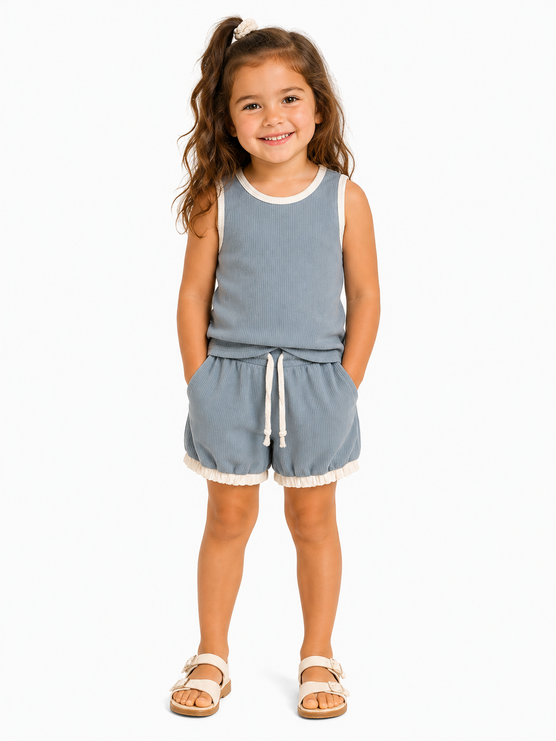 Kid's Solid Color Set with White Detail