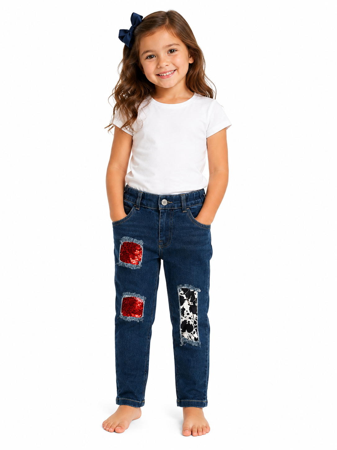Girl's Jeans with Patterned Patches