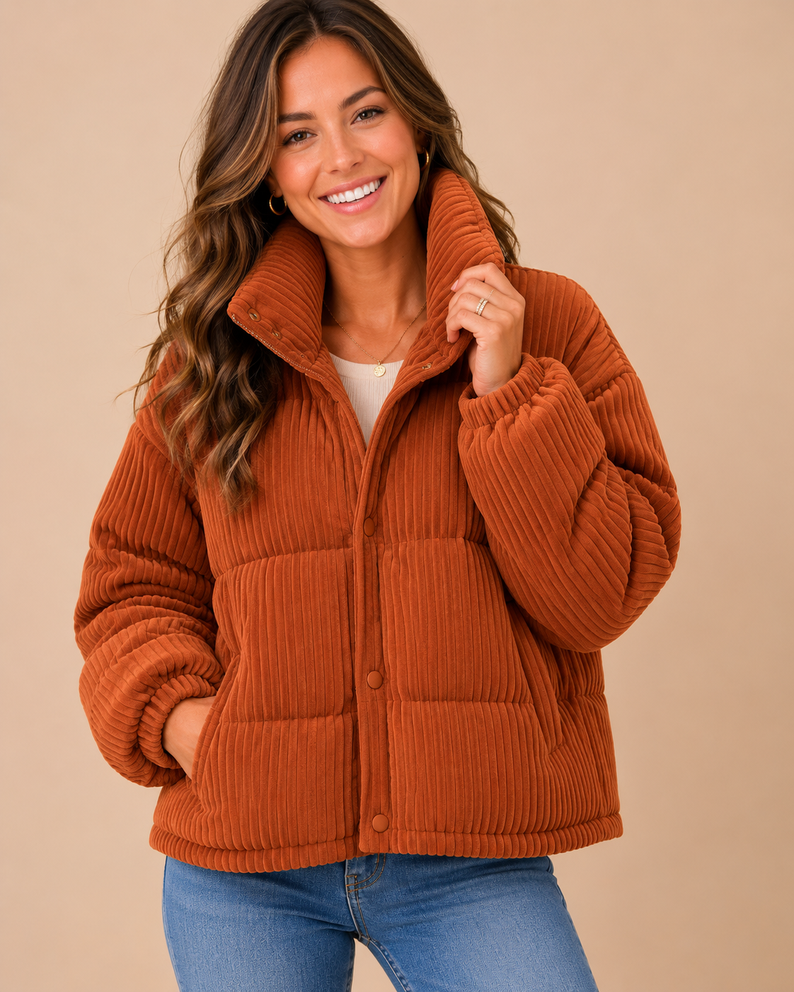 Rusty Corsuroy Puffer Jacket