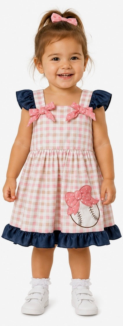 Pink Gingham Baseball Dress