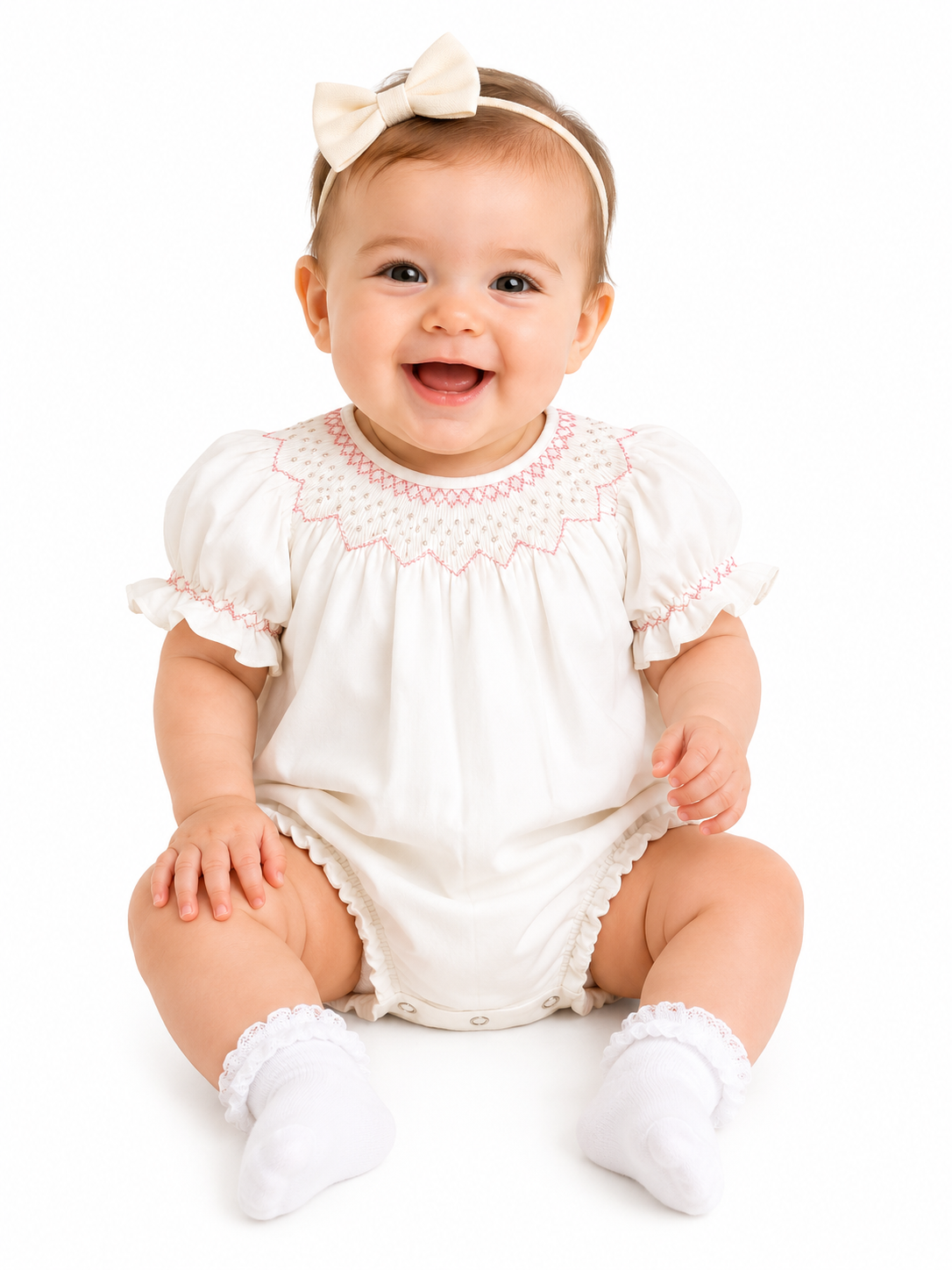 Infant White Smock Bodysuit