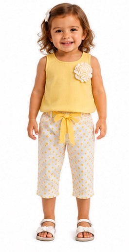 Yellow Polkadot and Flower Outfit