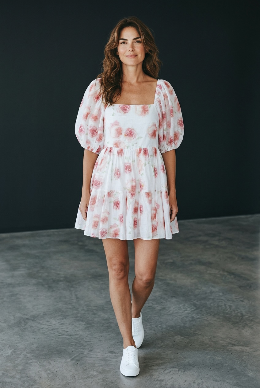 Lucy Paris Floral Puffy Sleeve Dress