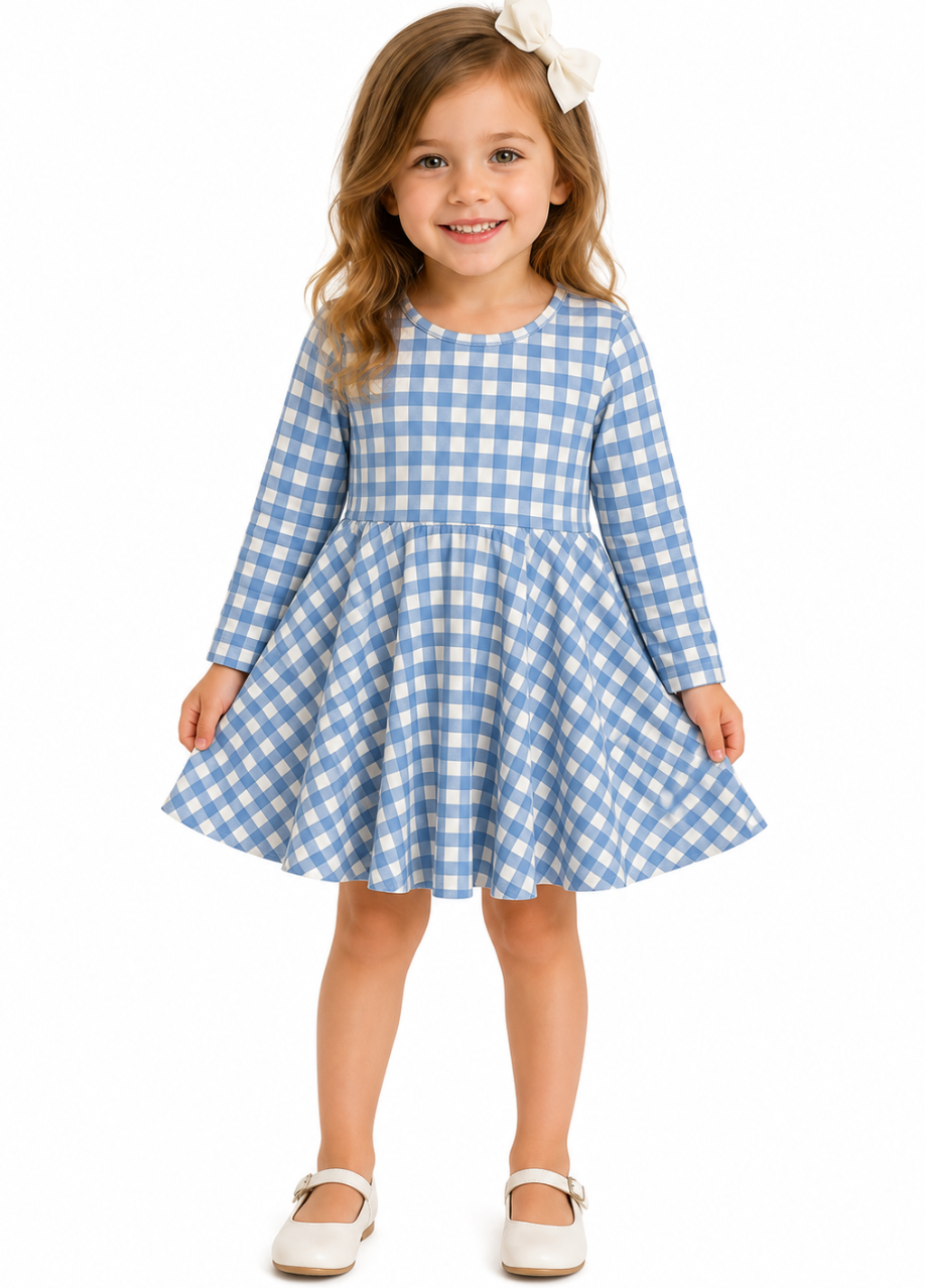 Girl's Blue Gingham Dress