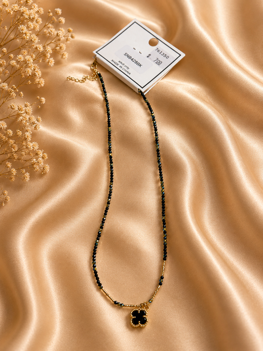 Gold and Black Clover Necklace
