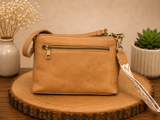 Brown Leather Cross-Body Purse