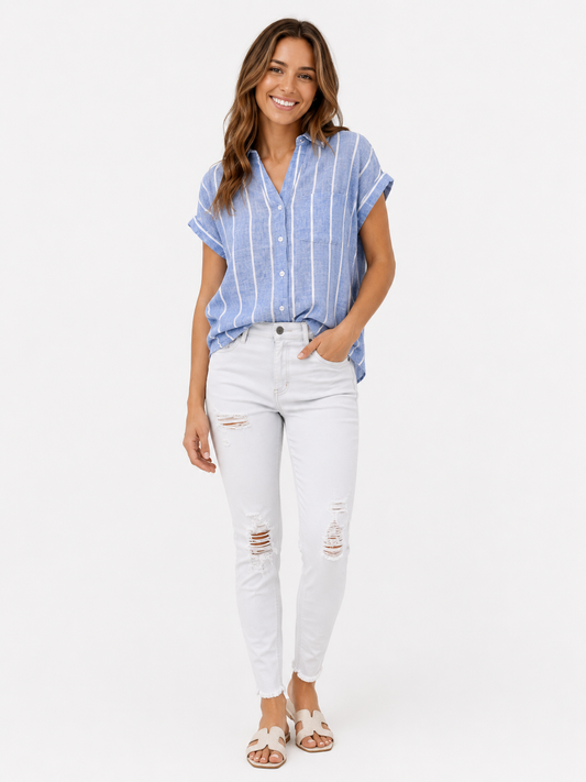 Striped Blue Cotton Shirt