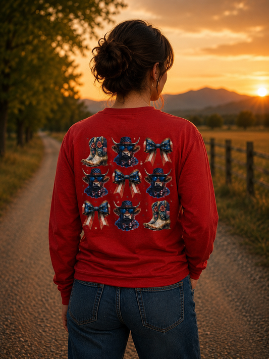 Longsleeve Red Cows 'n Bows Sweat Shirt