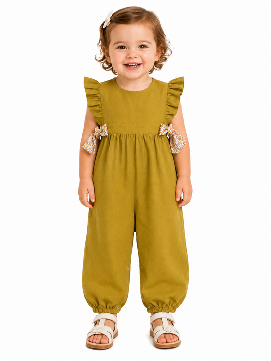 Girl's Jumpsuit with Bow Detail