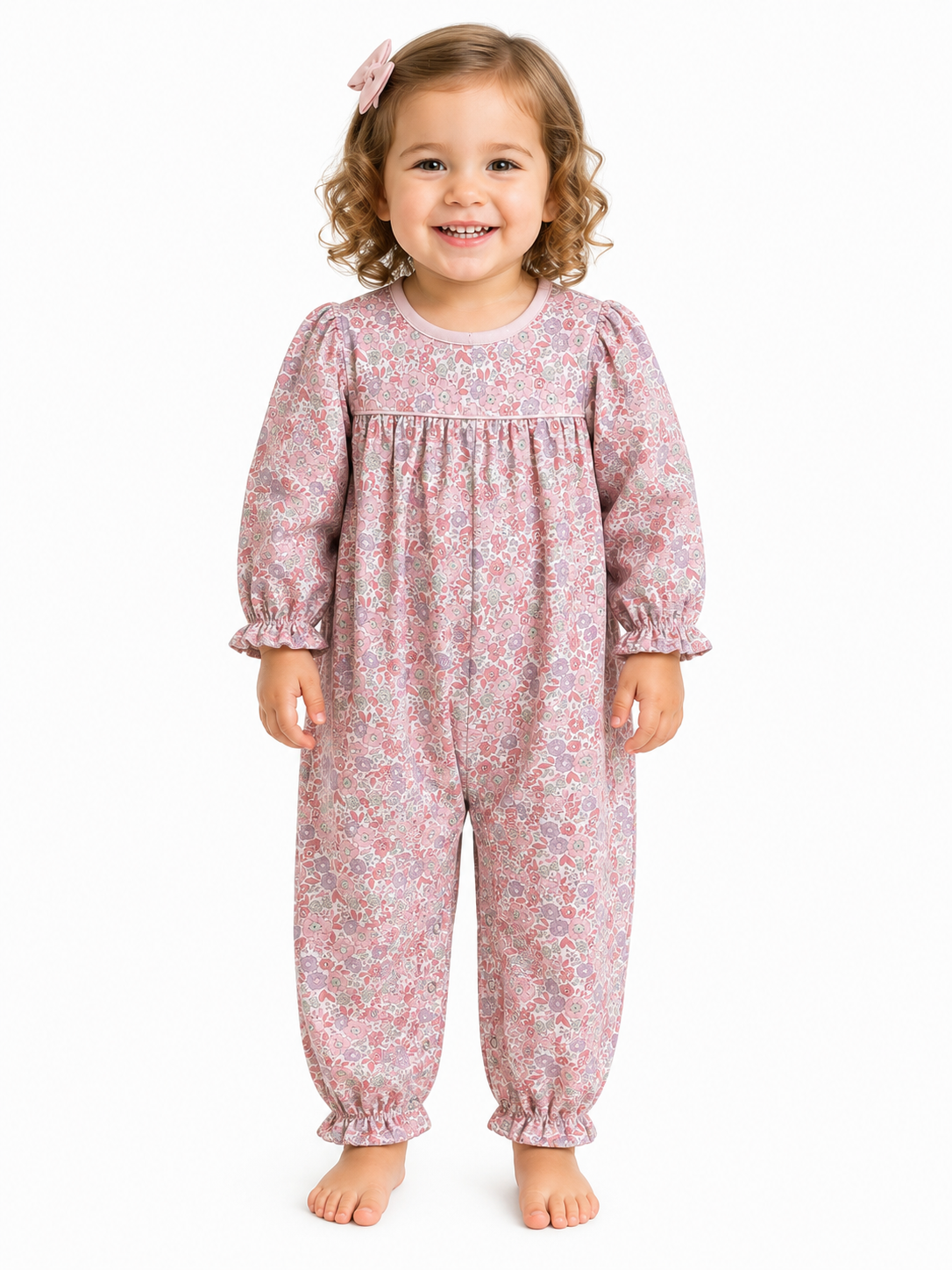 Girl's Floral Jumpsuit with Ruffles