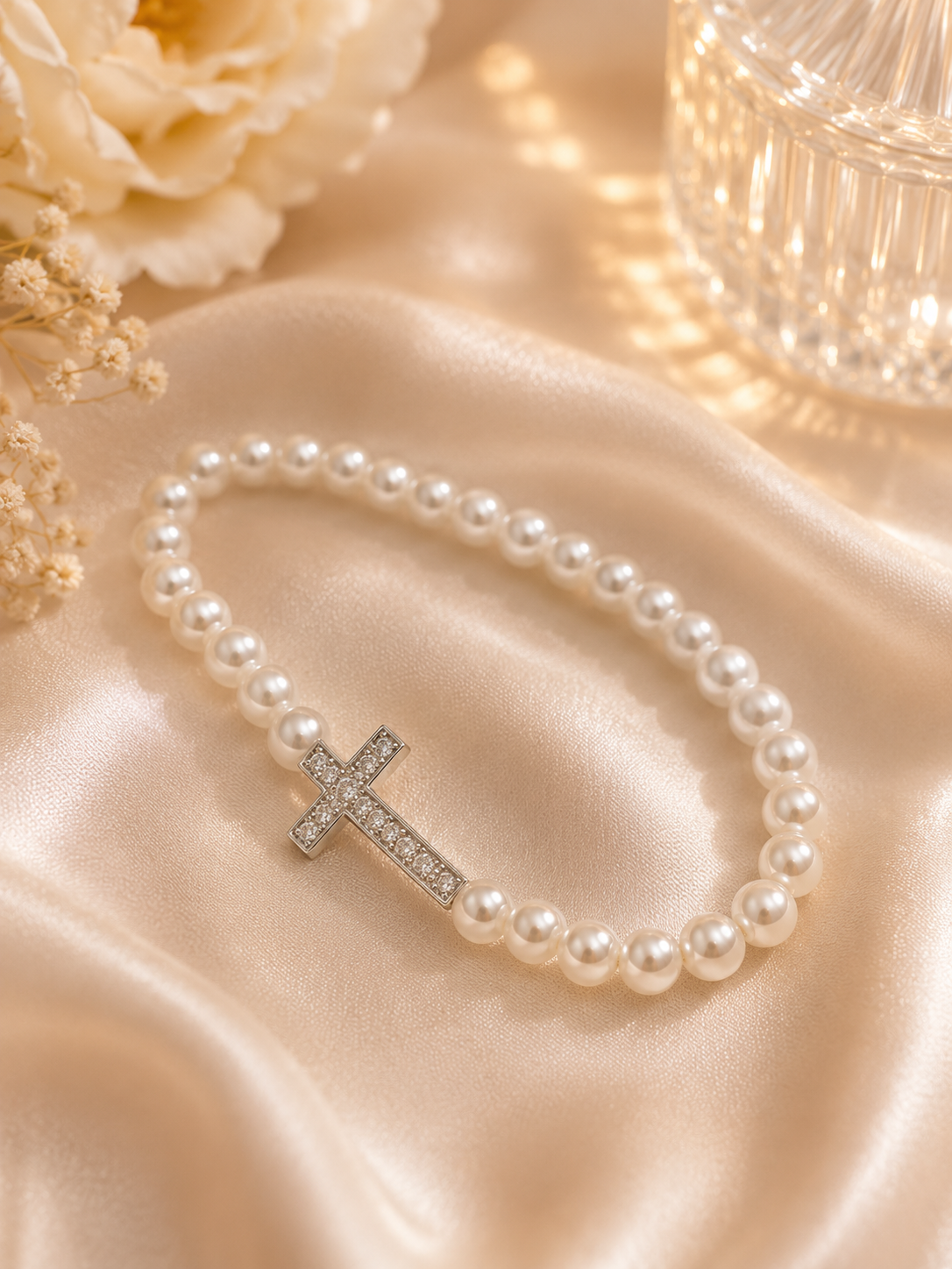 Pearl Cross Bracelet