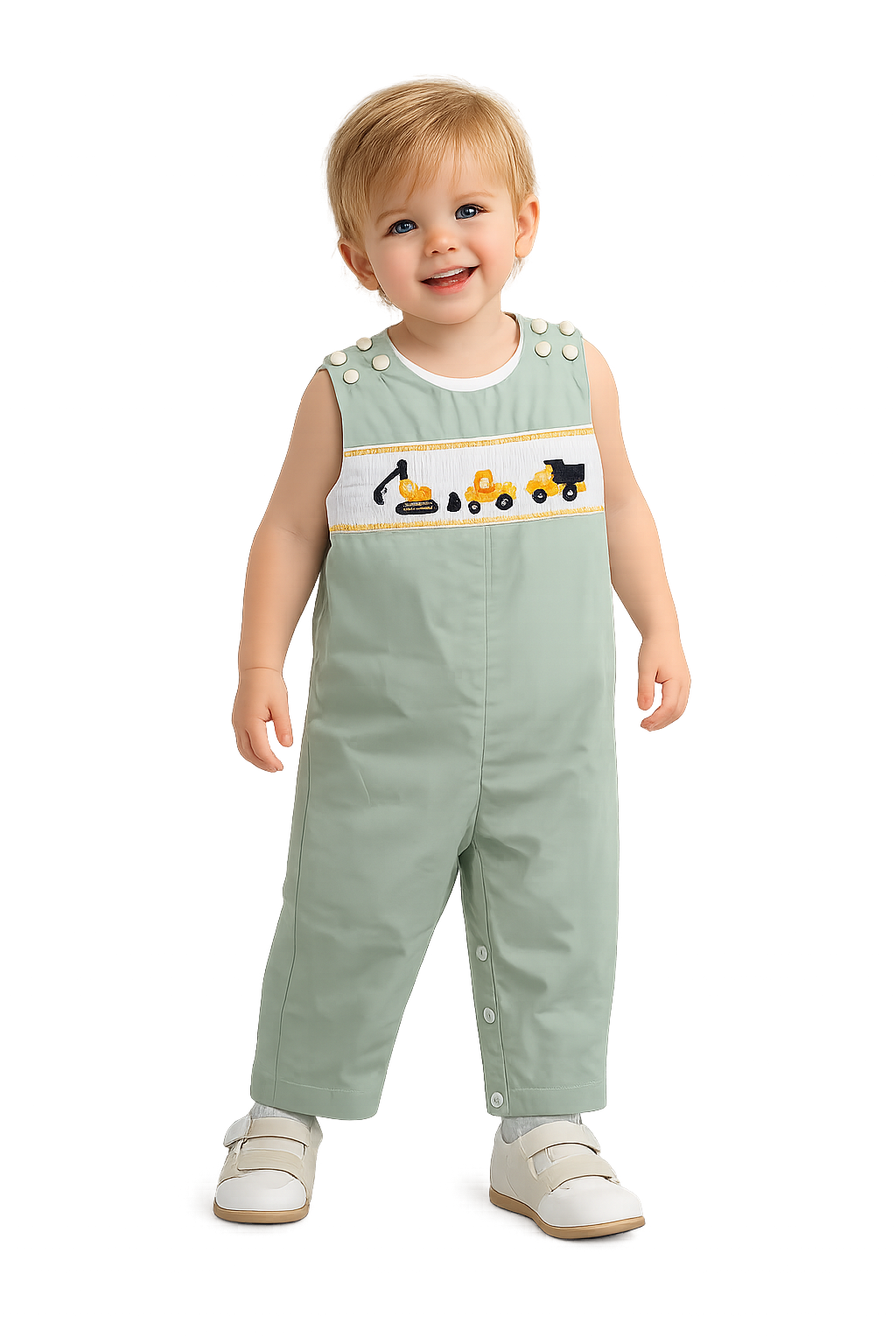 Boy's Green Construction Smock Jumpsuit