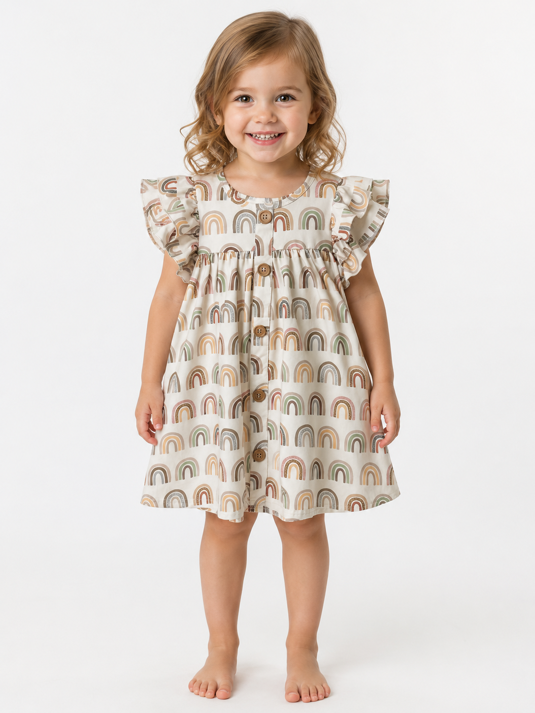 Girl's Rainbow Ruffle Dress
