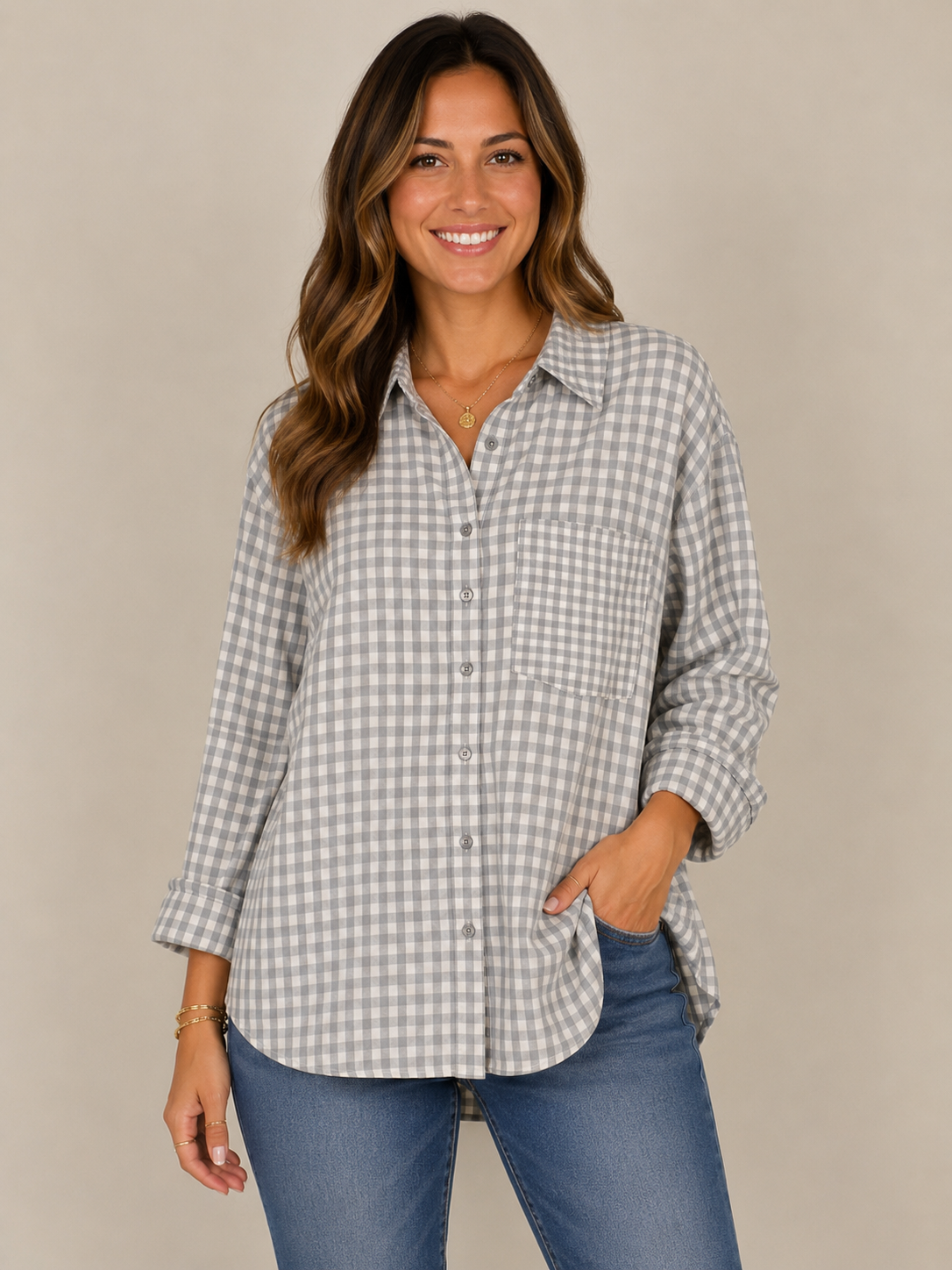 Camille & Co. Light Blue Plaid Shirt