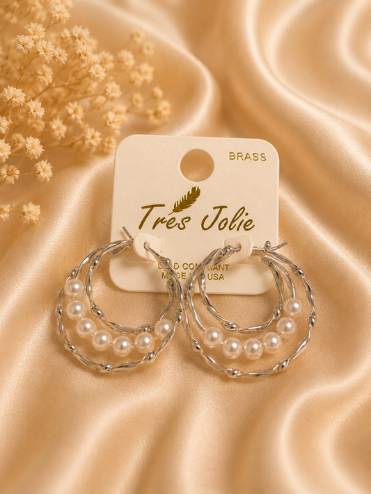 Pear Hoop Earrings silver