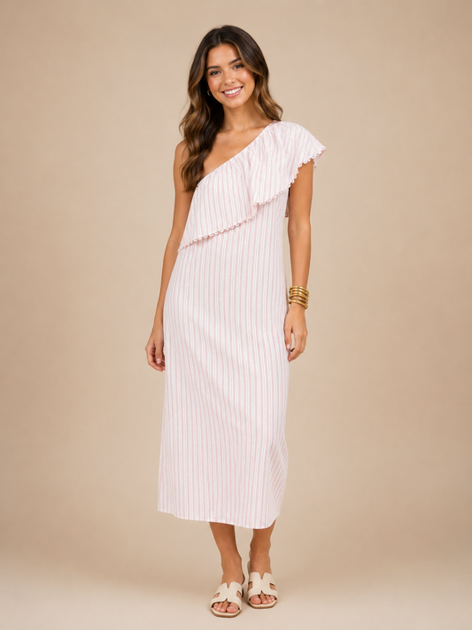 Pink One-Shoulder Dress