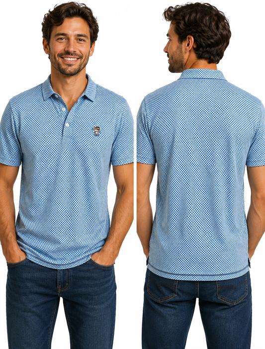 Men's Blue Patterned Polo