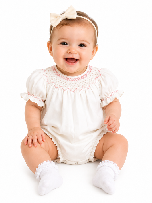 Infant White Smock Bodysuit