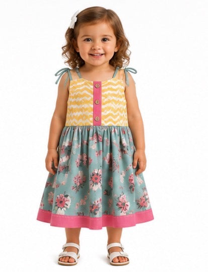 Girl's Yellow and Floral Dress
