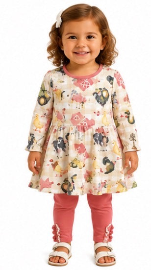 Girl's Coral Animals Dress