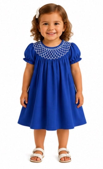 Girl's Royal Blue Smock Dress