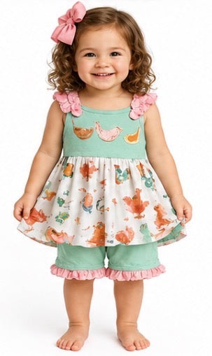 Girl's Green Chicken Outfit