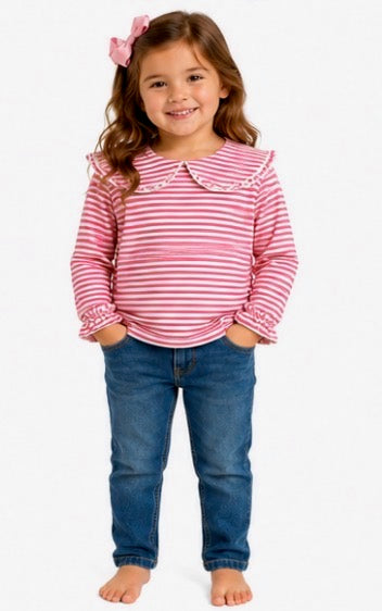Girl's Striped Shirt with Collar